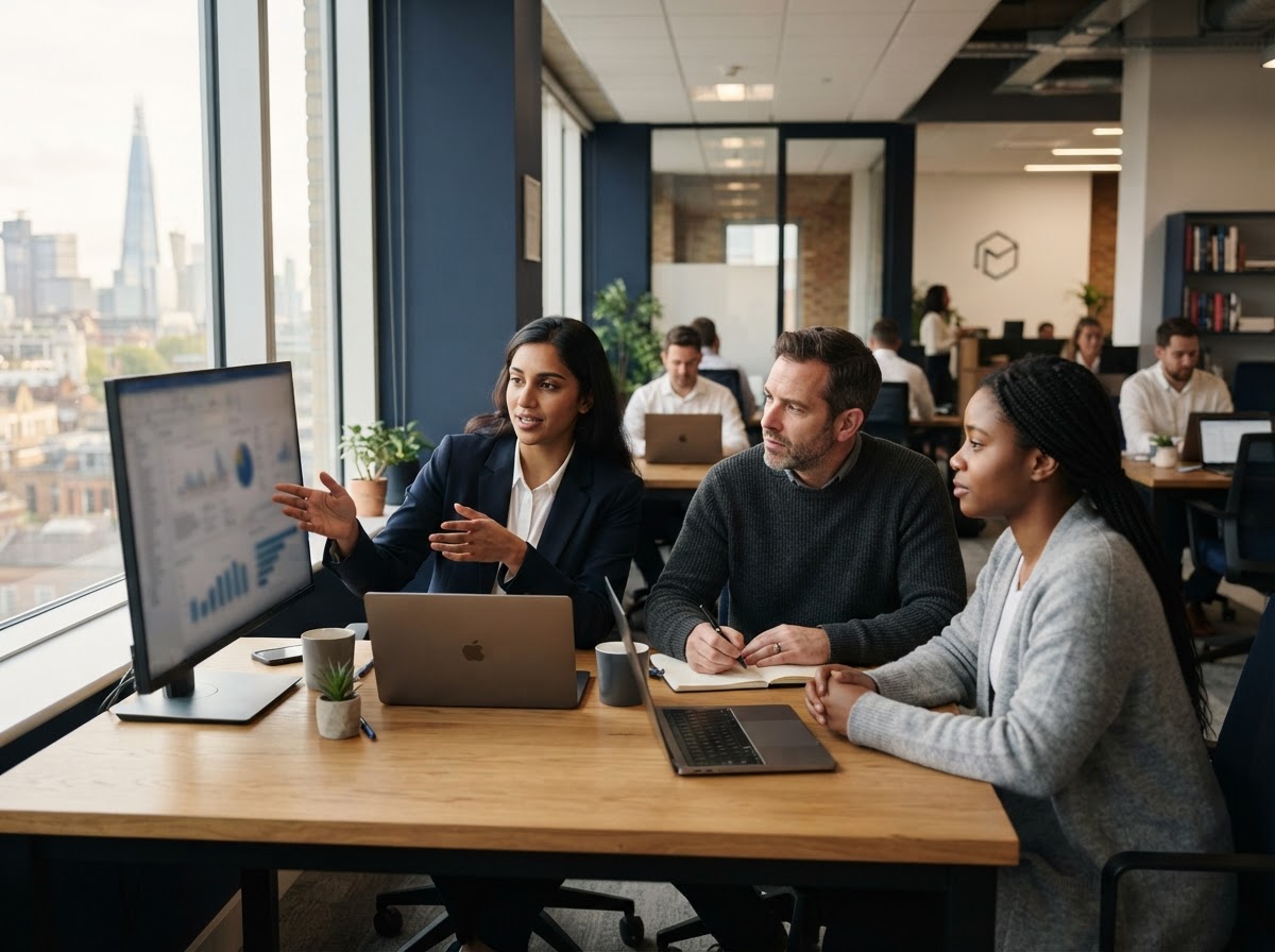 Zoterwyn AI team reviewing predictive analytics for risk management